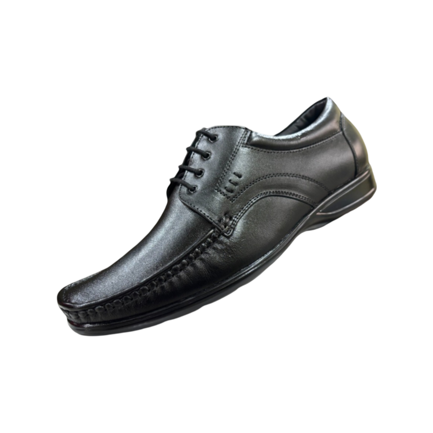 Stylish black leather lace-up shoes for men, ideal for professional and semi-formal settings.