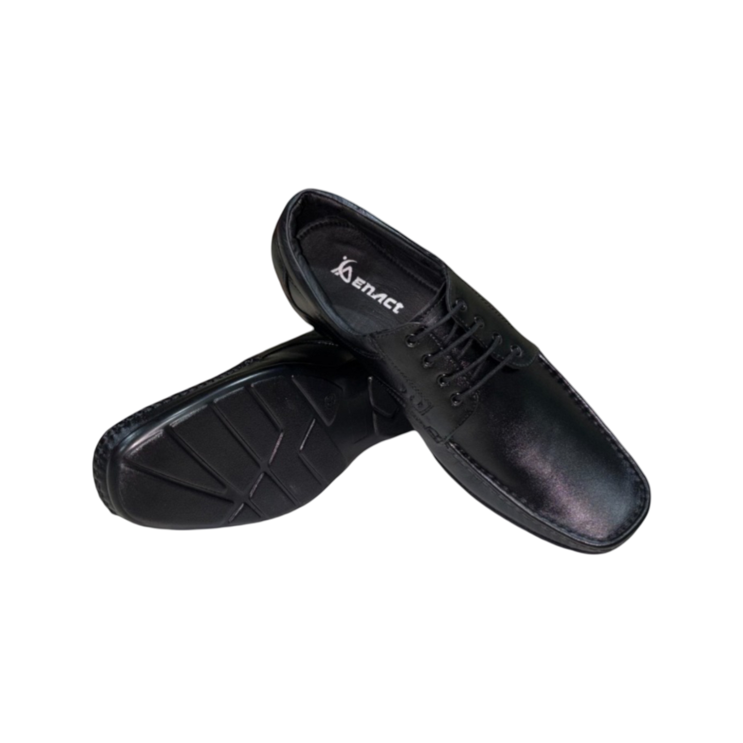 "Black formal shoes for men, featuring a lace-up design and high-quality leather.