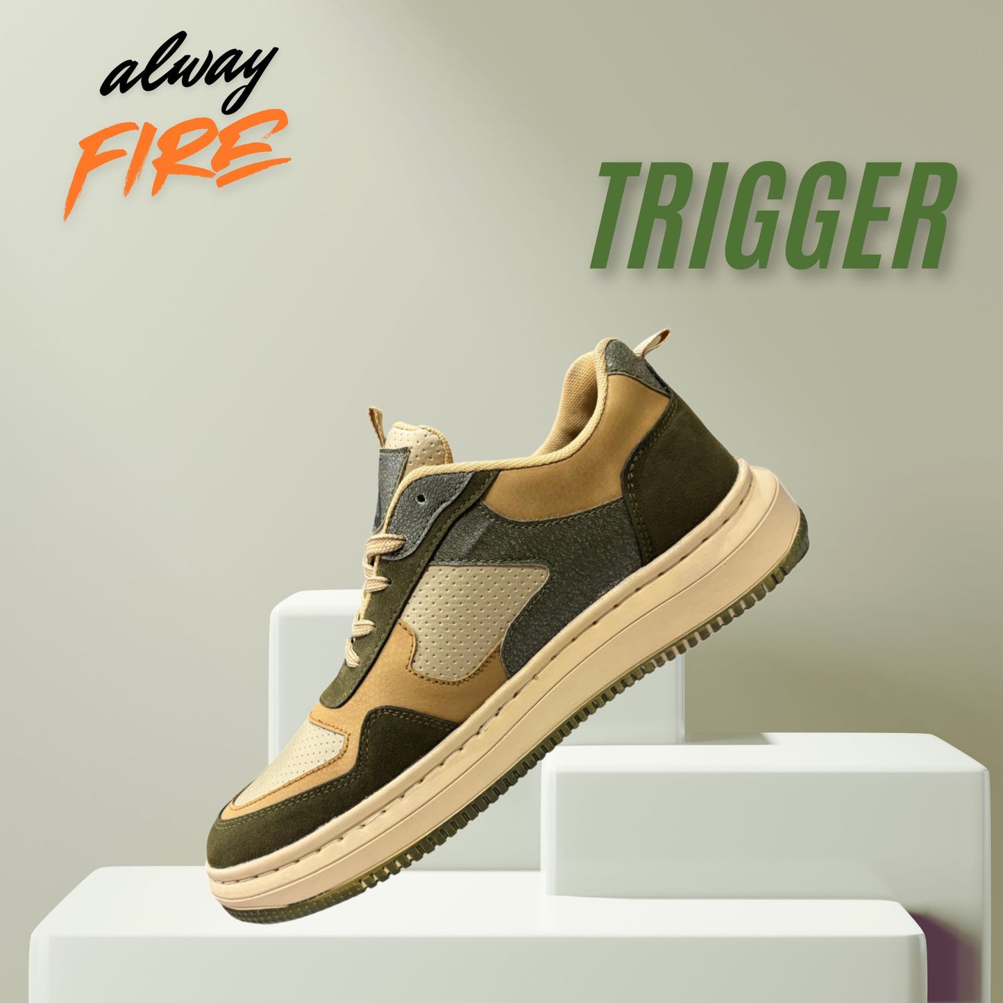 EnAct Trigger Army Green Casual Sneakers