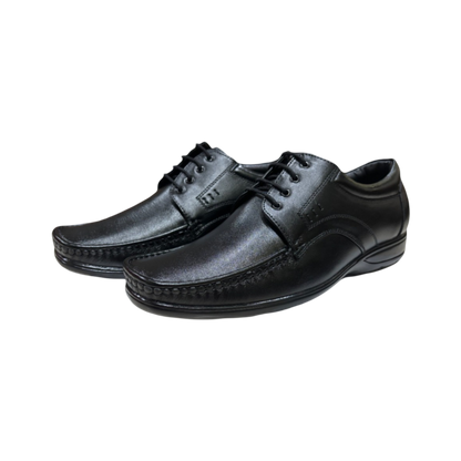 EnAct BAGHEERA Black Genuine Leather Lace-Up Shoes for men, designed for formal occasions, office wear, and parties