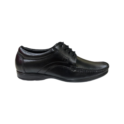 Durable and comfortable black lace-up shoes crafted from premium leather for men and boys.