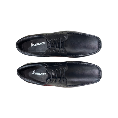 EnAct BAGHEERA Black Genuine Leather Lace-Up Shoes for men, designed for formal occasions, office wear, and parties