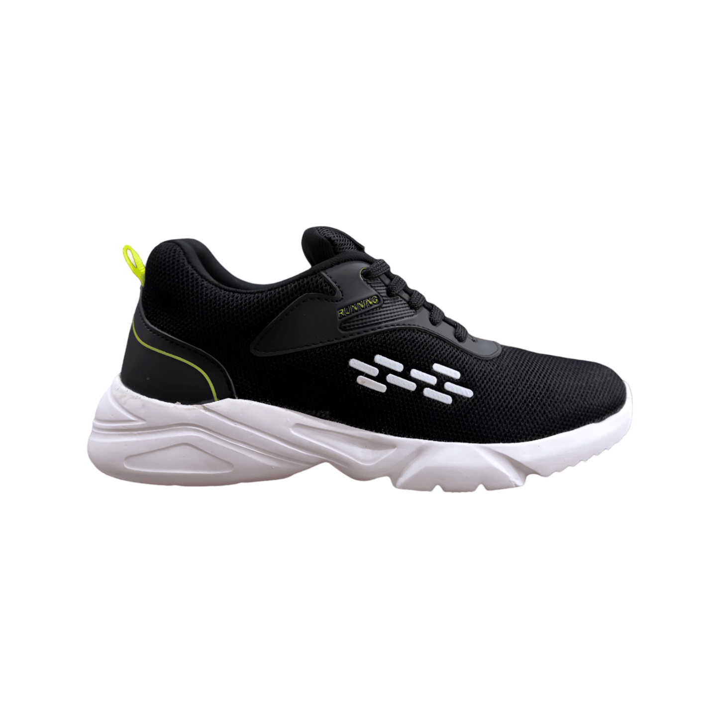 Black Lace-Up Running Shoes by EnAct-Comfortable and Stylish Sports Footwear 