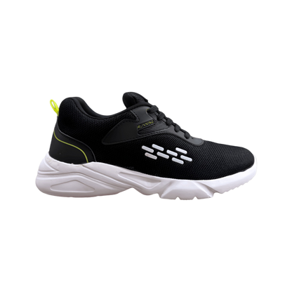 Black Lace-Up Running Shoes by EnAct-Comfortable and Stylish Sports Footwear 