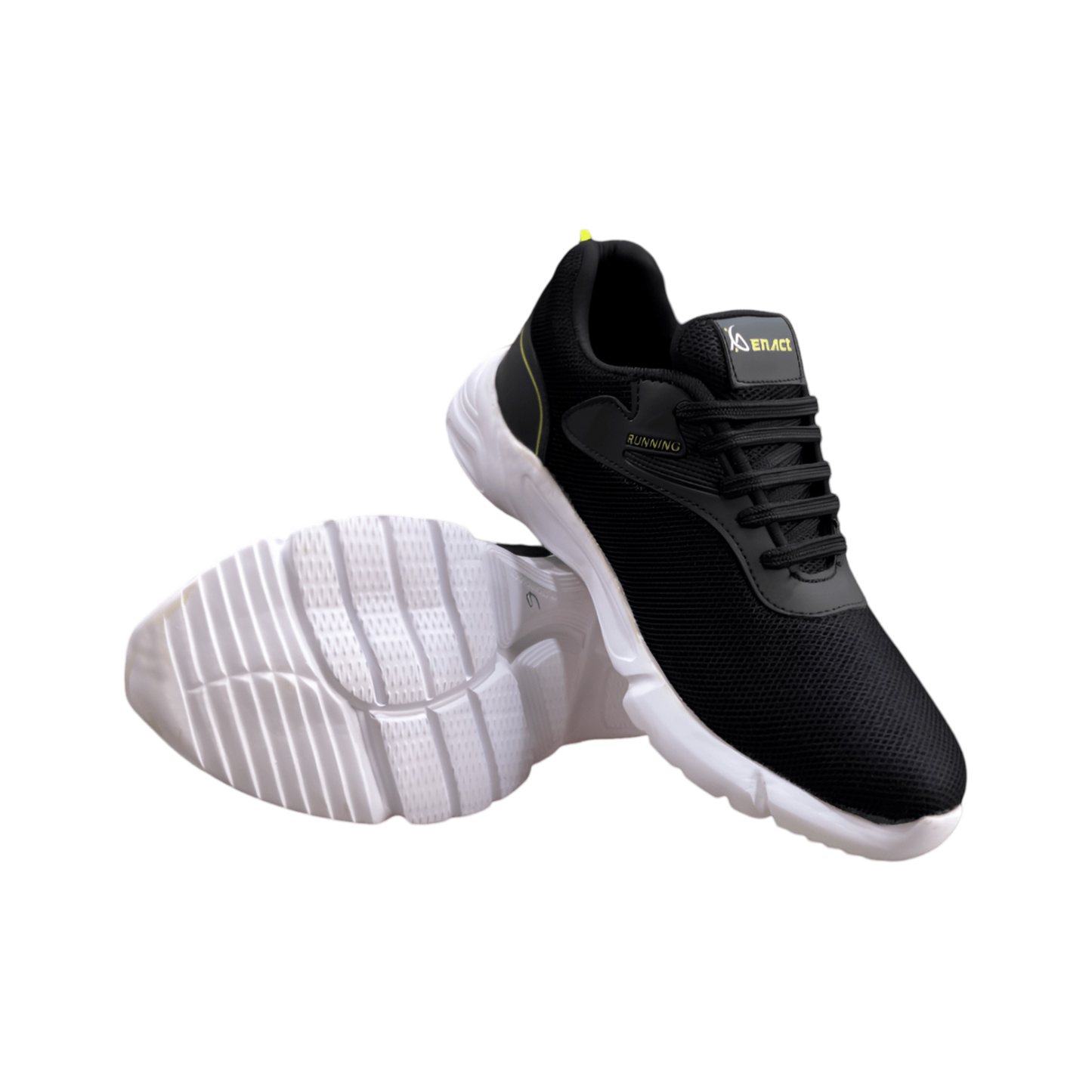 Stylish black lace-up sport shoes for walking, running, and daily use with EVA Cushioning