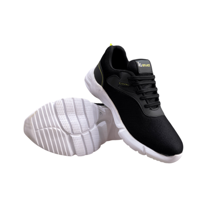 Stylish black lace-up sport shoes for walking, running, and daily use with EVA Cushioning