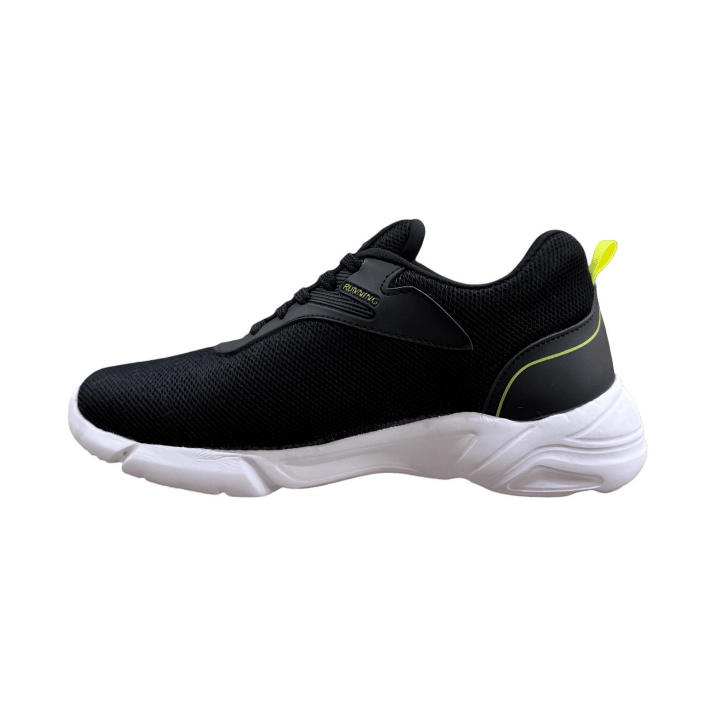 Men's Black Sports Shoes with Lace-Up Design - Perfect for Walking and Jogging